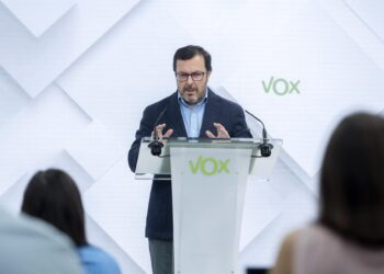 Archivo - El portavoz de Vox, José Antonio Fúster, durante una rueda de prensa Alberto Ortega - Europa Press - Archivo