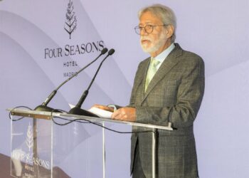 El presidente de OHLA, Luis Amodio,en el acto del quinto aniversario del Four Seasons Hotel Madrid.OHLA
