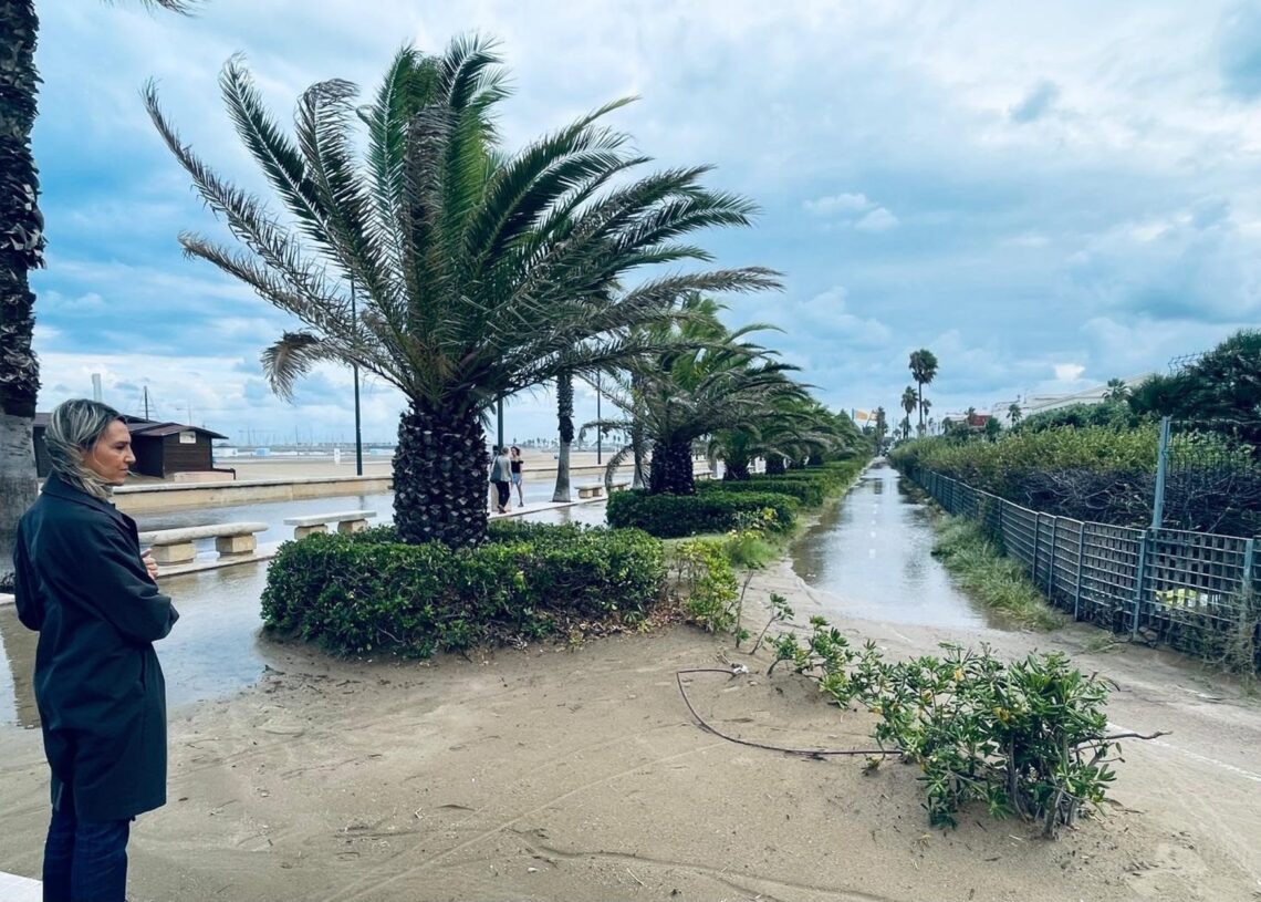 La concejala de Parques y Jardines en el Ayuntamiento de València, Mónica Gil, durante la revisión que el consistorio está realizando a las zonas verdes y las playas de la ciudad tras las lluvias de las últimas horas.AYUNTAMIENTO DE VALÈNCIA