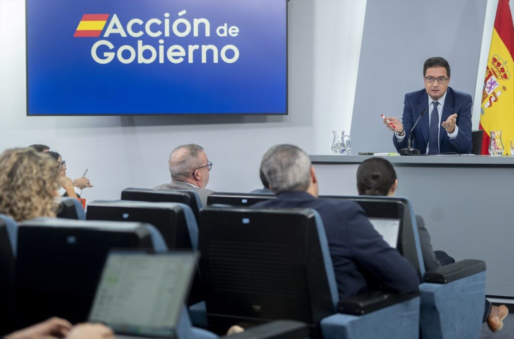El ministro de Transformación Digital y Función Pública, Óscar López, durante una rueda de prensa tras la reunión del Consejo de Ministros | Alberto Ortega (Europa Press).