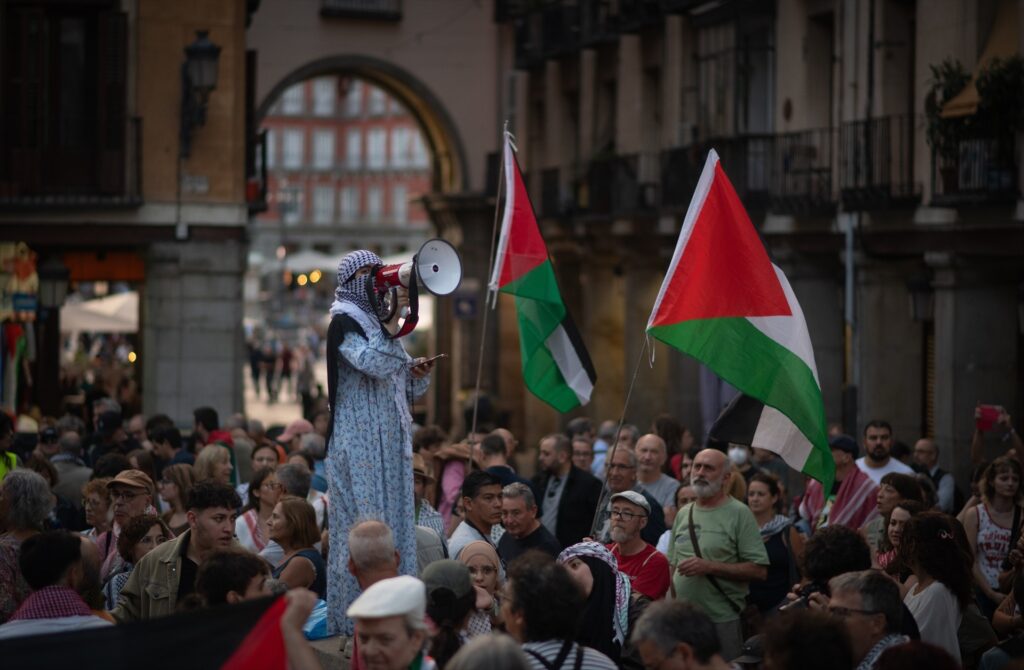 Concentración en contra el secuestro de Israel a la flotilla Thousands Madleens. Fernando Sánchez/Europa Press.