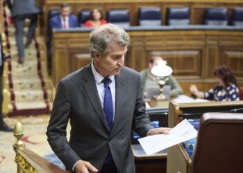 El presidente del Partido Popular, Alberto Núñez Feijóo, durante una sesión plenaria, en el Congreso de los Diputados | Jesús Hellín (Europa Press).