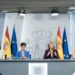 La ministra de Igualdad, Ana Redondo; la ministra de Vivienda y Agenda Urbana, Isabel Rodríguez; la ministra de Educación Formación Profesional y Deportes y portavoz del Gobierno, Pilar Alegría, y la ministra de Sanidad, Mónica García, durante la rueda de prensa posterior a la reunión del Consejo de Ministros, en el Palacio de la Moncloa, a 14 de octubre de 2025, en Madrid (España). 

Diego Radamés / Europa Press
14/10/2025