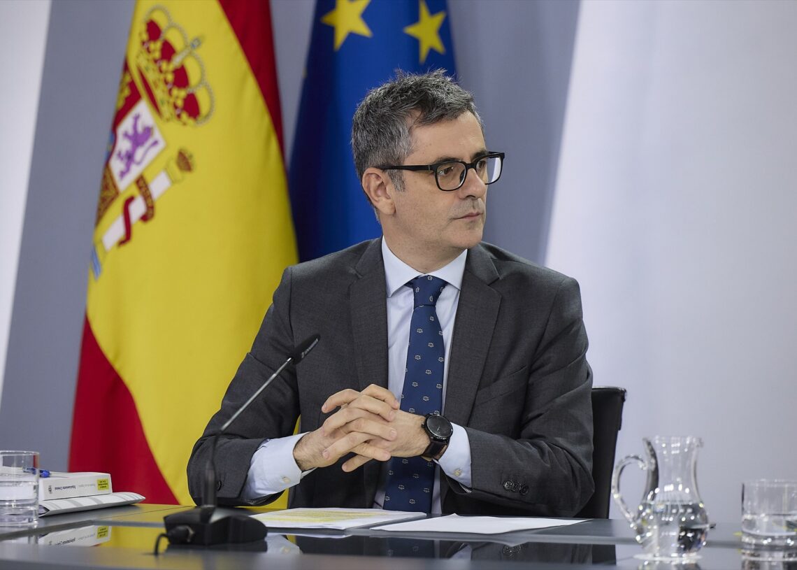 El ministro de Presidencia, Justicia y Relaciones con las Cortes, Félix Bolaños, durante una rueda de prensa posterior a la reunión del Consejo de Ministros | Jesús Hellín (Europa Press).