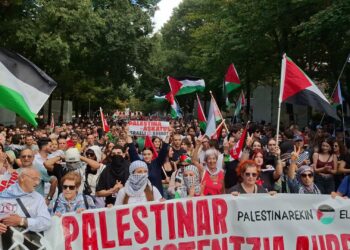 Manifestación en Pamplona en solidaridad con Palestina y para reclamar la "disolución" de Israel.EUROPA PRESS