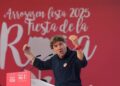 El secretario general del PSE-EE, Eneko Andueza, interviene en la Fiesta de la RosaH.Bilbao - Europa Press