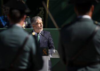 El ministro del Interior, Fernando Grande-Marlaska, preside el acto central de celebración de la festividad de la Virgen del Pilar, Patrona de la Guardia Civil, a 5 de octubre de 2025, en Cuenca, Castilla-La Mancha (España). La ceremonia cuenta con una soLola Pineda - Europa Press