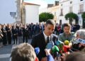 El presidente del Gobierno, Pedro Sánchez, en el funeral del expresidente de Extremadura, Guillermo Fernández Vara.ANDRÉS RODRÍGUEZ/EUROPA PRESS