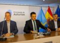 Los consejeros de Medio Rural, Marcelino Marcos, Hacienda, Guillermo Peláez y Movilidad, Alejandro Calvo.EUROPA PRESS