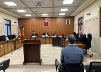 El acusado, de espaldas, este martes en la Audiencia Provincial de Palma.EUROPA PRESS
