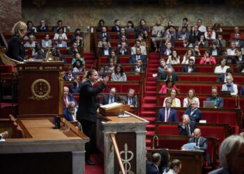 Mathilde Panot, portavoz del grupo de LFI en la Asamblea Nacional francesa, habla desde el atrilSebastien Toubon / Zuma Press / ContactoPhoto
