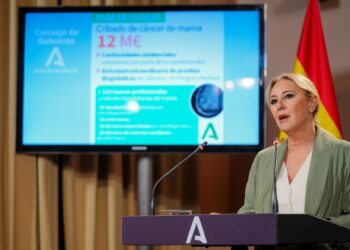 La consejera de Economía, Hacienda y Fondos Europeos y portavoz del Gobierno andaluz, Carolina España, en la rueda de prensa posterior al Consejo de Gobierno.FRANCISCO J.OLMO/EUROPA PRESS