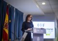La ministra de Sanidad, Mónica García, en la rueda de prensa celebrada tras la reunión del Consejo Interterritorial del Sistema Nacional de Salud (CISNS).MINISTERIO DE SANIDAD
