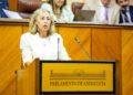 La consejera de Salud, Rocío Hernández, este miércoles durante su comparecencia en el Pleno del Parlamento. (Foto de archivo).JOAQUÍN CORCHERO/PARLAMENTO DE ANDALUCÍA