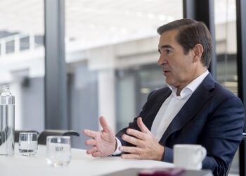 El presidente del BBVA, Carlos Torres Vila, durante una entrevista para Europa Press, en el edificio ‘La Vela’, en la ciudad del BBVA, a 8 de octubre de 2025, en Madrid (España). Torres Vila, ingeniero eléctrico, licenciado en Administración de Empresas pAlberto Ortega - Europa Press