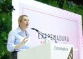 Archivo - La presidenta de la Junta de Extremadura, María Guardiola, interviene durante el acto institucional del Día de Extremadura en la 45ª edición de la Feria Internacional de Turismo (FITUR), en IFEMA, a 22 de enero de 2025, en Madrid (España).Marta Fernández - Europa Press - Archivo