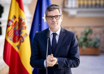 El ministro de Presidencia, Justicia y Relaciones con las Cortes, Félix Bolaños, durante el acto de firma de un convenio marco entre el ministerio de la Presidencia y la ONCE, a 10 de octubre de 2025, en Madrid (España).A. Pérez Meca - Europa Press