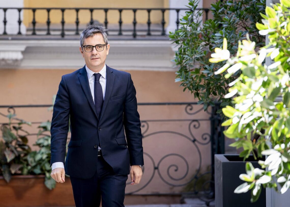 El ministro de Presidencia, Justicia y Relaciones con las Cortes, Félix Bolaños, durante el acto de firma de un convenio marco entre el ministerio de la Presidencia y la ONCE, a 10 de octubre de 2025, en Madrid (España).A. Pérez Meca - Europa Press