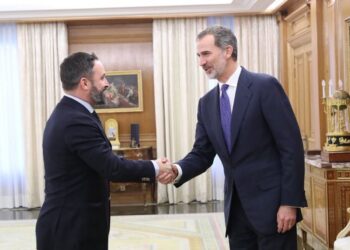 Archivo - Santiago Abascal, presidente de Vox, con el Rey Felipe VICASA REAL - Archivo
