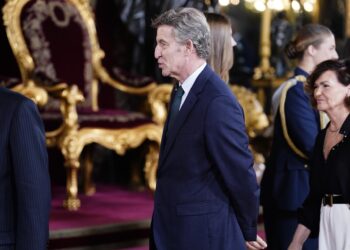 Los reyes Felipe y Letizia, la princesa Leonor y la infanta Sofía, durante la recepción con motivo del día de la Fiesta Nacional, en el Palacio Real, a 12 de octubre de 2025, en Madrid (España). A. Pérez Meca - Europa Press