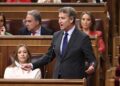 El presidente del Partido Popular, Alberto Núñez Feijóo, interviene durante una sesión de Control al Gobierno, en el Congreso de los Diputados, a 7 de octubre de 2025, en Madrid (España). Eduardo Parra - Europa Press