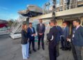 La conselleira do Mar, Marta Villaverde, el delegado del Gobierno, Pedro Blanco, y el presidente del Puerto de Vigo, Carlos Botana, en la inauguración de un nuevo curso de capacitación organizado por la FAO a bordo del 'Intermares', atracado en la ciudad.XUNTA DE GALICIA