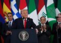 El presidente de Estados Unidos, Donald Trump, pronuncia un discurso en Sharm el Sheij (Egipto)Suzanne Plunkett/PA Wire/dpa
