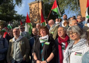 CCOO y UGT protestan frente al Niño Jesús para recordar a niños fallecidos en Gaza y exigir que se cumpla el plan de pazEUROPA PRESS