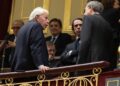 Archivo - Los expresidentes del Gobierno Felipe González (2i); José María Aznar (2d) y José Luis Zapatero (1d) conversan durante un acto en el Congreso en 2023.Eduardo Parra - Europa Press - Archivo