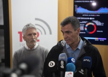 Archivo - El presidente del Gobierno, Pedro Sánchez, y el ministro del Interior, Fernando Grande-MarlaskaJorge Gil - Europa Press - Archivo