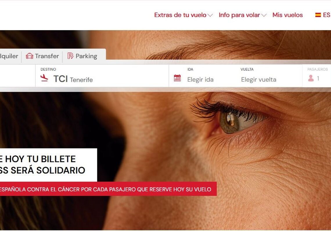 Iberia Express donará un euro a la AECC por cada billete que se compre hoy para apoyar la lucha contra el cáncer de mama.IBERIA EXPRESS