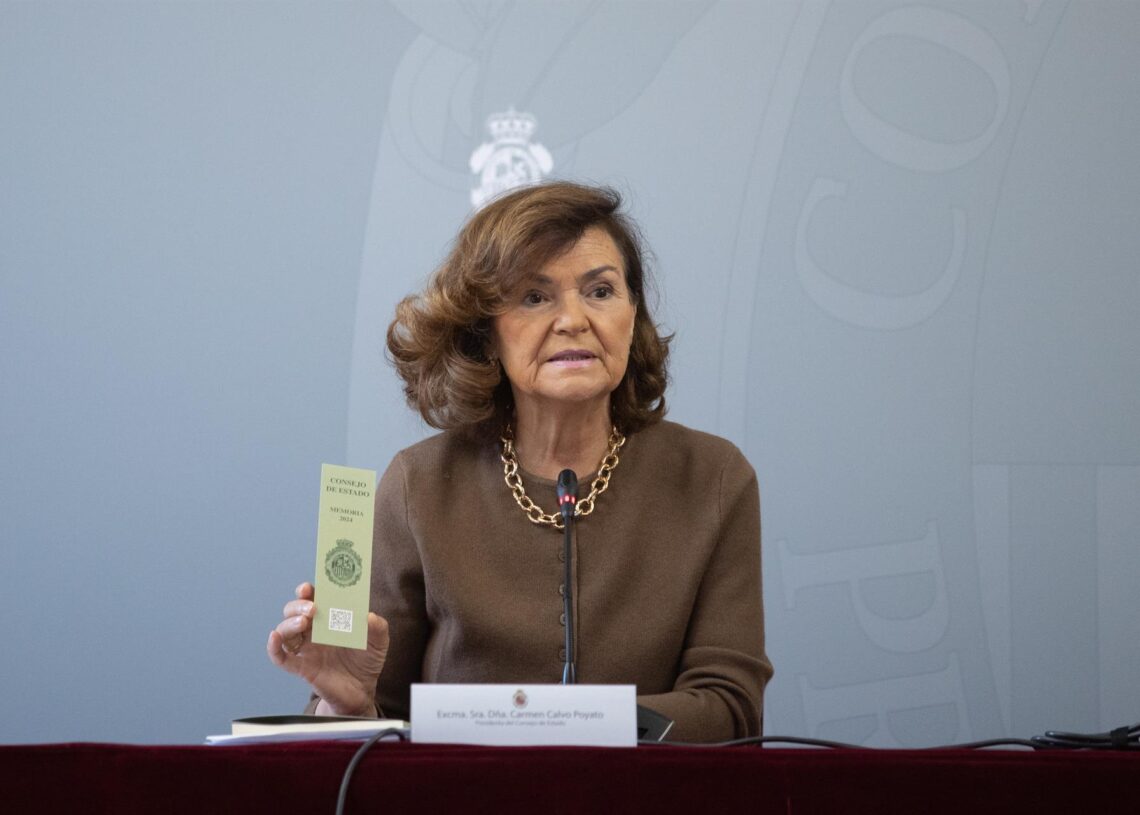 La presidenta del Consejo de Estado, Carmen Calvo Poyato, presentando la Memoria 2024 de la instituciónAlejandro Martínez Vélez - Europa Press