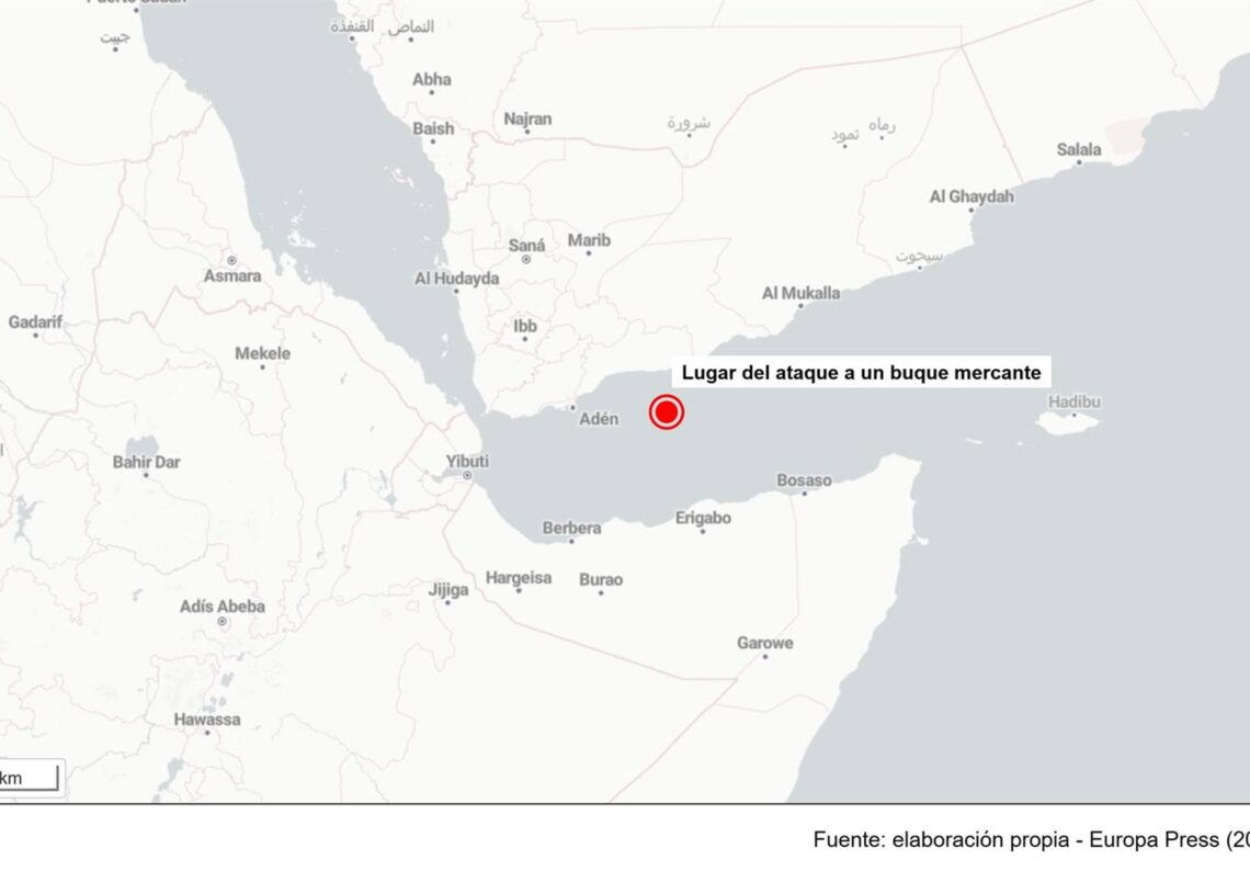 Lugar del ataque a un buque mercante cerca de YemenEUROPA PRESS