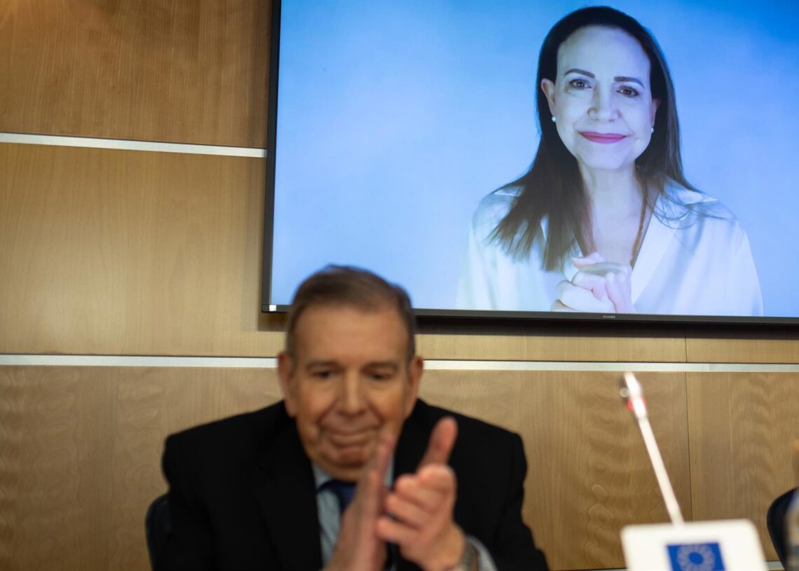 Archivo - Edmundo González y María Corina Machado por videoconferencia, durante el evento ‘Venezuela, Memoria y Justicia’, en la sede del Parlamento Europeo el pasado 10 de junio.Alejandro Martínez Vélez - Europa Press - Archivo