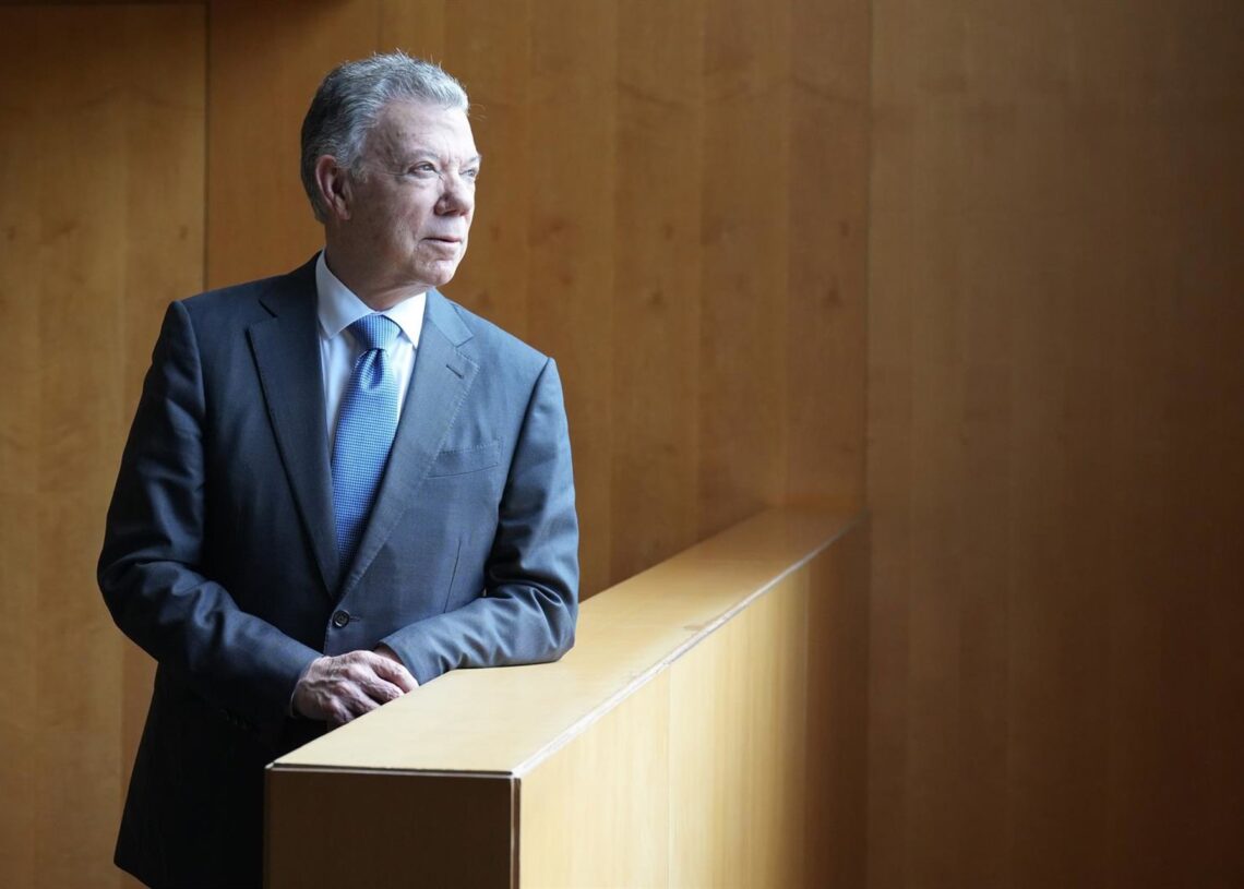 El expresidente de Colombia y premio Nobel de la Paz, Juan Manuel Santos, en declaraciones con Europa Press.DAVID ZORRAKINO - EUROPA PRESS