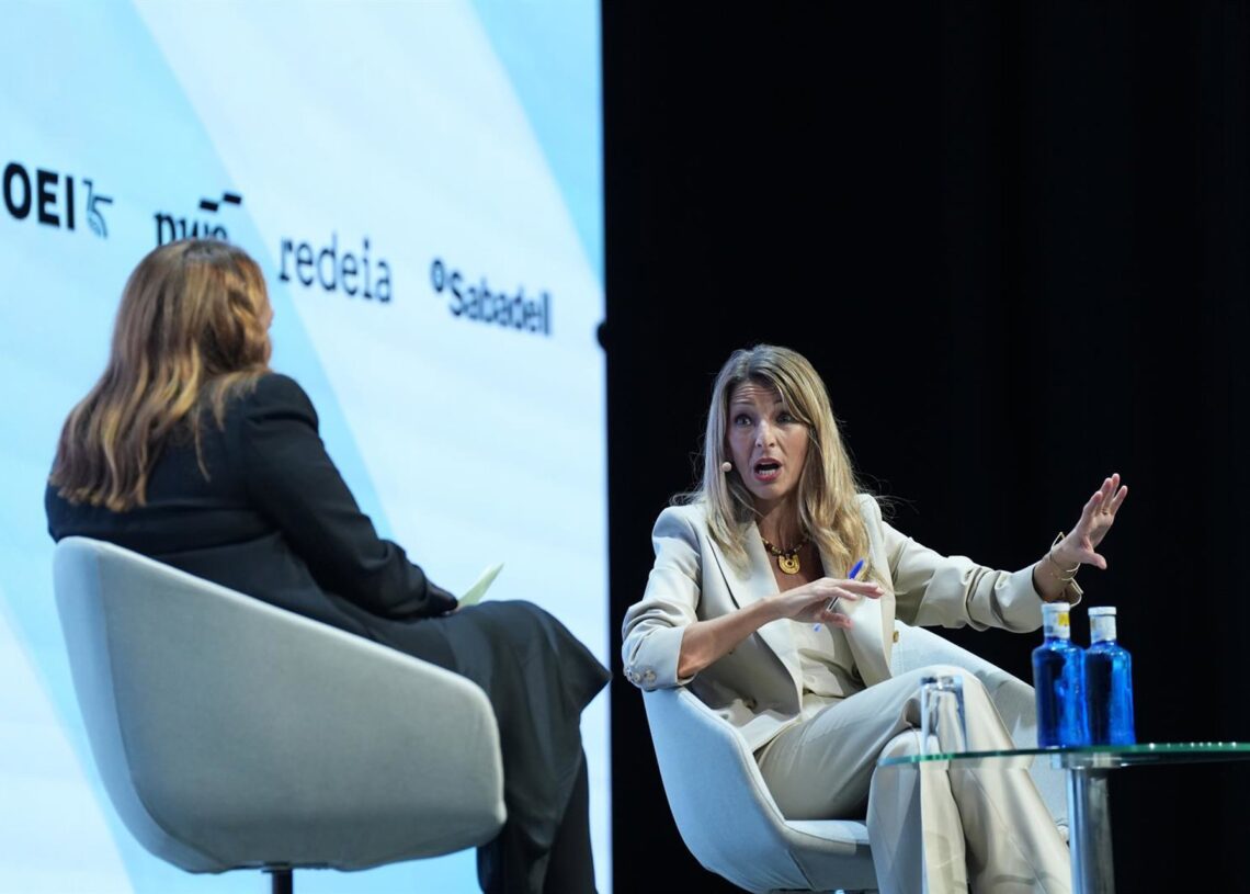 La vicepresidenta Yolanda Díaz en 'World in Progress'DAVID ZORRAKINO-EUROPA PRESS
