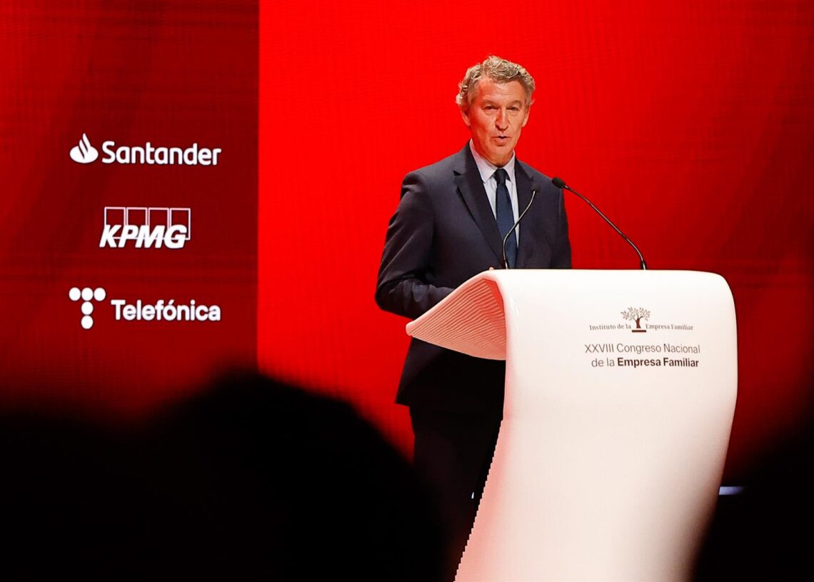 El presidente del PP, Alberto Núñez Feijóo, en el Congreso Nacional de Empresa Familias celebrado en BurgosTOMAS ALONSO