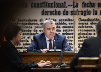 Archivo - El ex secretario de Organización del PSOE Santos Cerdán comparece en una comisión de Investigación parlamentaria.Fernando Sánchez - Europa Press - Archivo
