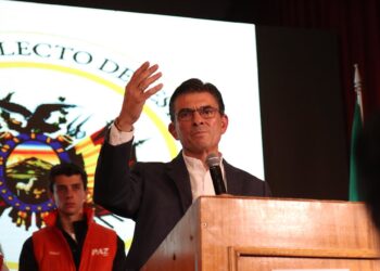El presidente electo de Bolivia, Rodrigo Paz, en un discurso tras la jornada electoral el 19 de octubre.Diego Rosales / Zuma Press / ContactoPhoto