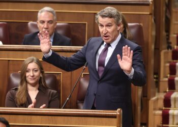 El presidente del Partido Popular, Alberto Núñez Feijóo, interviene durante una sesión de control al Gobierno, en el Congreso de los Diputados, a 22 de octubre de 2025, en Madrid (España).Eduardo Parra - Europa Press