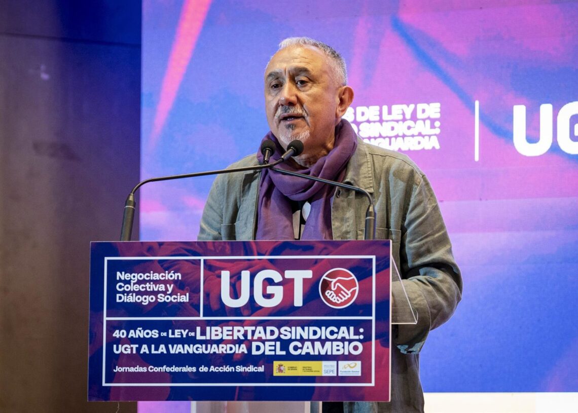 El secretario general de la UGT, Pepe Álvarez, interviene durante unas jornadas en la sede de UGT, a 22 de octubre de 2025, en Madrid (España). UGT ha organizado las jornadas confederales de acción sindical sobre 'Negociación colectiva y diálogo social: 4A. Pérez Meca - Europa Press