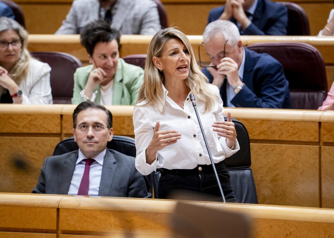 Archivo - La vicepresidenta segunda y ministra de Trabajo, Yolanda Díaz, interviene durante una sesión de control al Gobierno en el Senado, a 10 de junio de 2025, en Madrid (España). A. Pérez Meca - Europa Press - Archivo