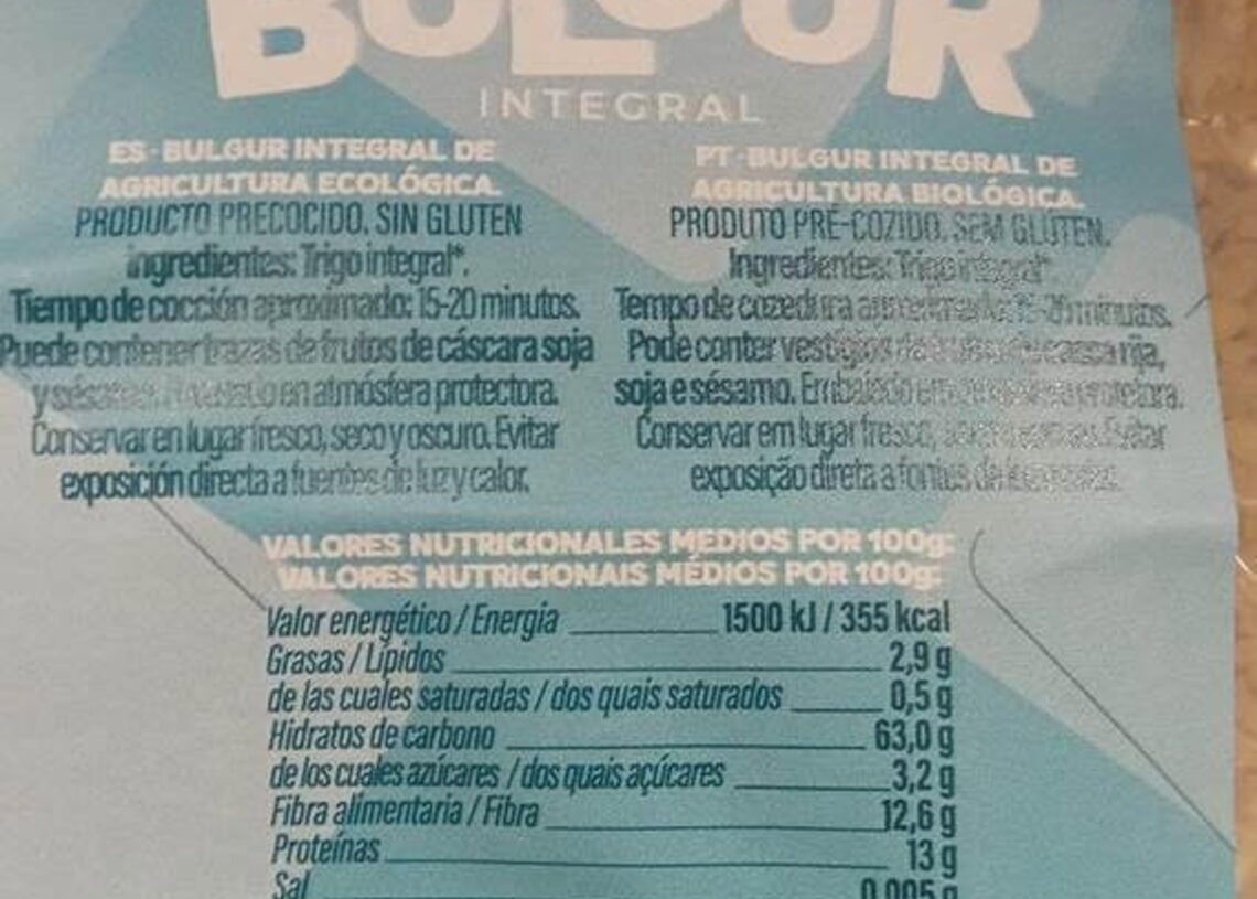 Consumo alerta por presencia de gluten sin etiquetar en bulgur integral ecológico de la marca La Finestra Sul CieloAESAN