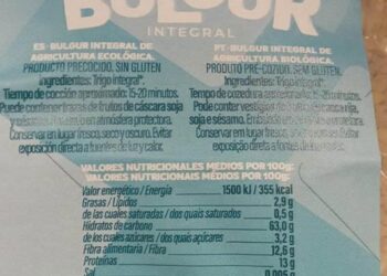Consumo alerta por presencia de gluten sin etiquetar en bulgur integral ecológico de la marca La Finestra Sul CieloAESAN