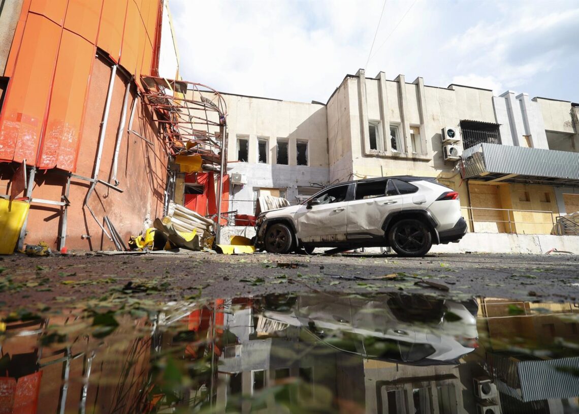 Imagen del Ayuntamiento de Nueva Kajovka, en Jersón, dañado por un ataque con drones de las Fuerzas Armadas de Ucrania. Alexei Konovalov/TASS via ZUMA P / DPA
