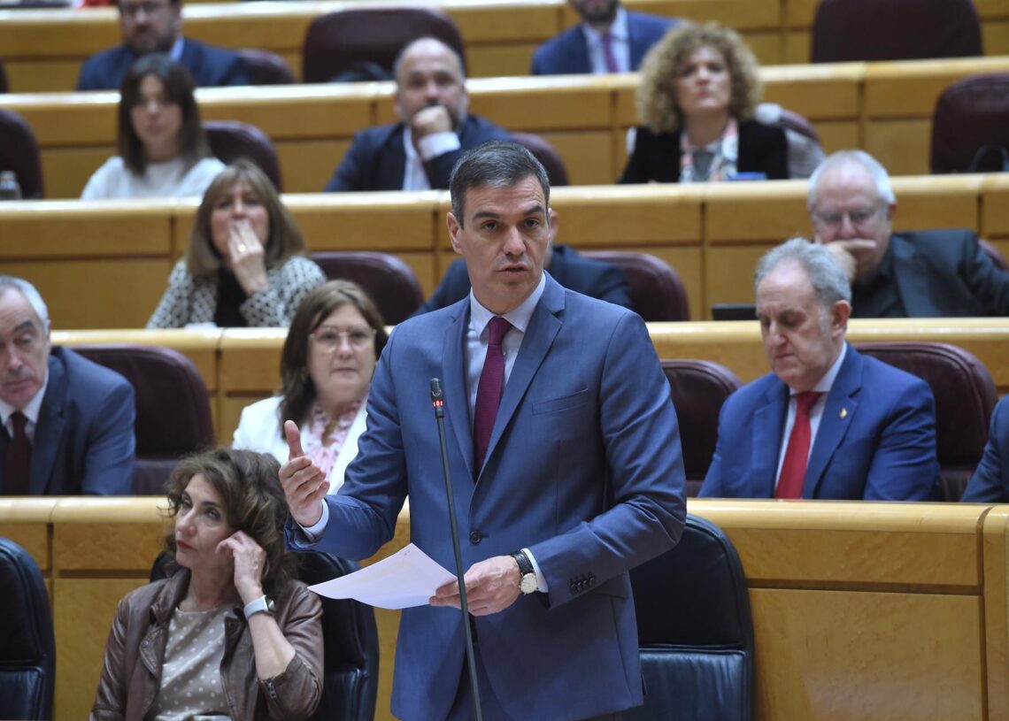 Archivo - El presidente del Gobierno, Pedro Sánchez, durante una sesión de control al Gobierno, en el Senado, a 12 de marzo de 2024, en Madrid (España). Gustavo Valiente - Europa Press - Archivo
