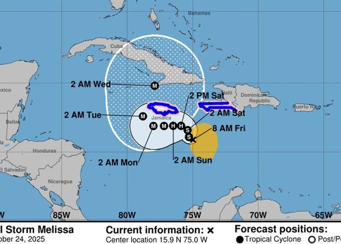 Imagen del pronóstico de la tormenta tropical 'Melissa' Europa Press/Contacto/Handout