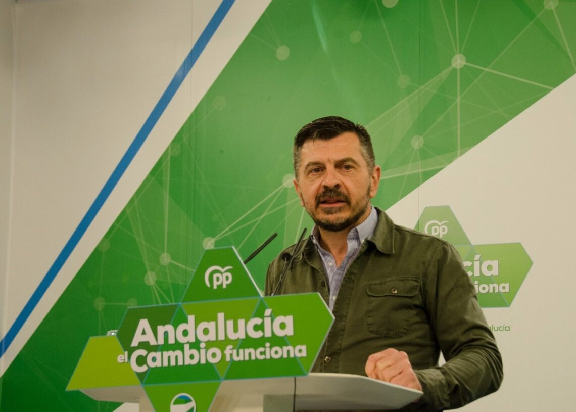 Archivo - El portavoz del PP en el Parlamento, Toni Martín, en rueda de prensa en Sevilla. Imagen de archivo.PP-A - Archivo