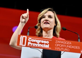 Archivo - La ministra de Educación, Formación Profesional y Deportes y secretaria general del PSOE de Aragón, Pilar Alegría, interviene durante la clausura del 10º Congreso Provincial del PSOE Zaragoza, a 28 de junio de 2025, en Zaragoza, Aragón (España).Marcos Cebrián - Europa Press - Archivo