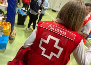 La psicóloga de Cruz Roja de la sede de Chiva, Susana Silva, en una de sus atencionesCRUZ ROJA